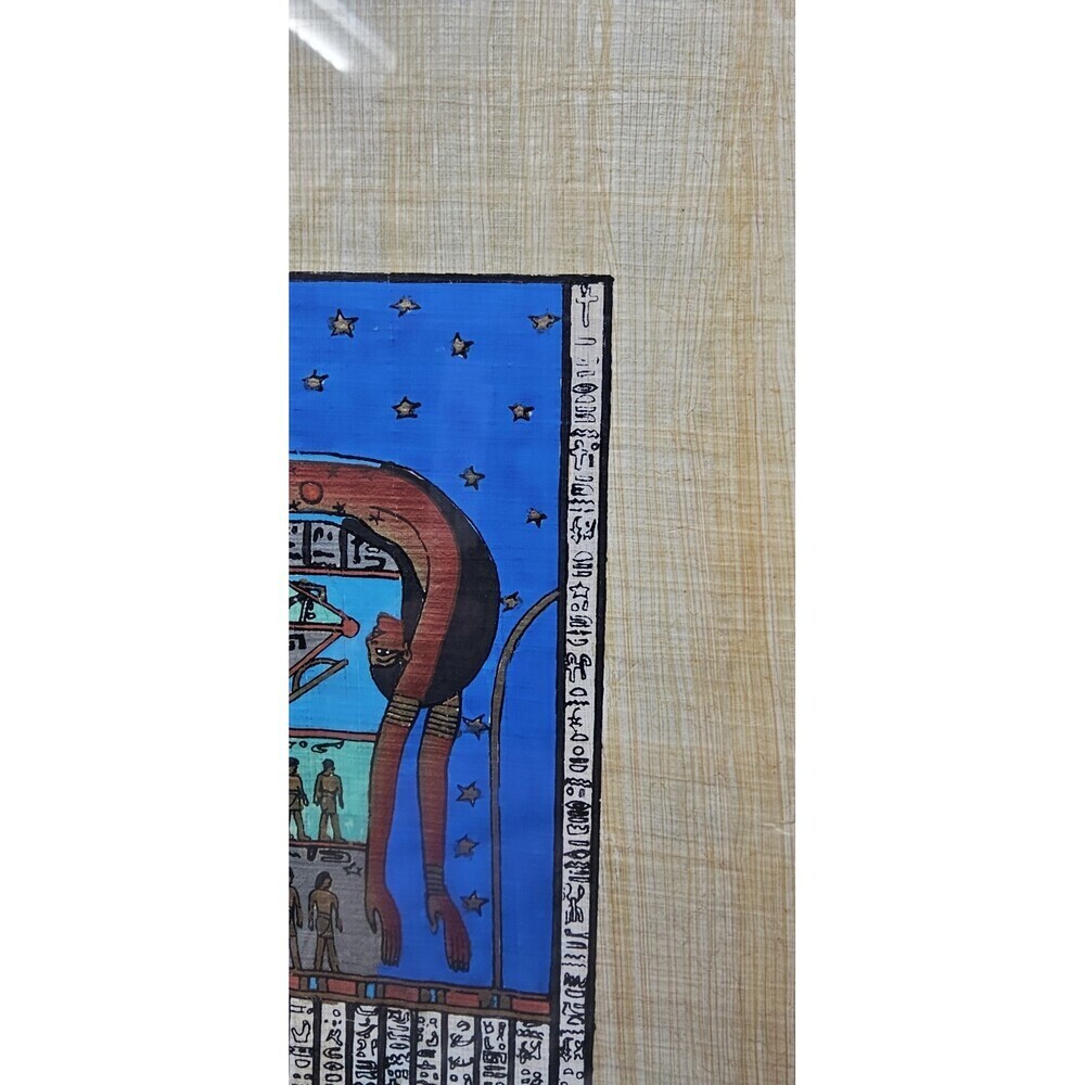 Vintage Egyptian Papyrus Painting The Sky Goddess Nut Framed Matted Art 13"x11" - Picture 6 of 16